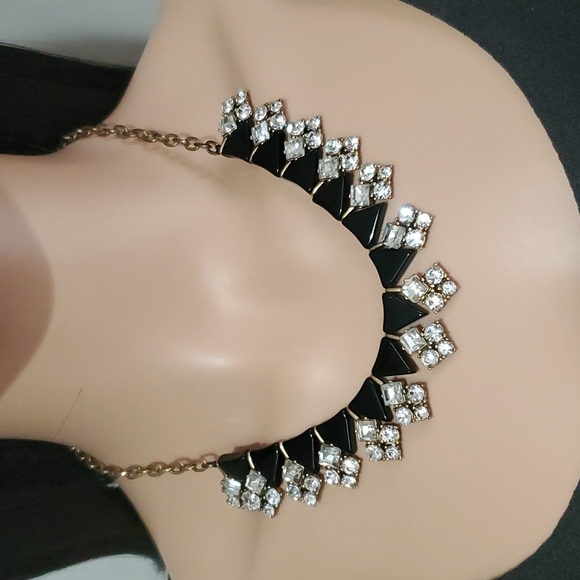 J. Crew Jewelry - J. Crew Black Triangles & Clear Rhinestones Necklace